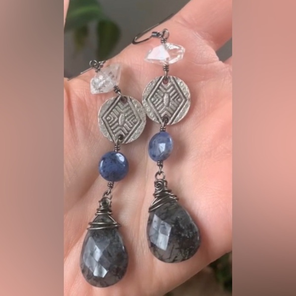 Precious Gem Crystal Earrings Herkimer Diamond